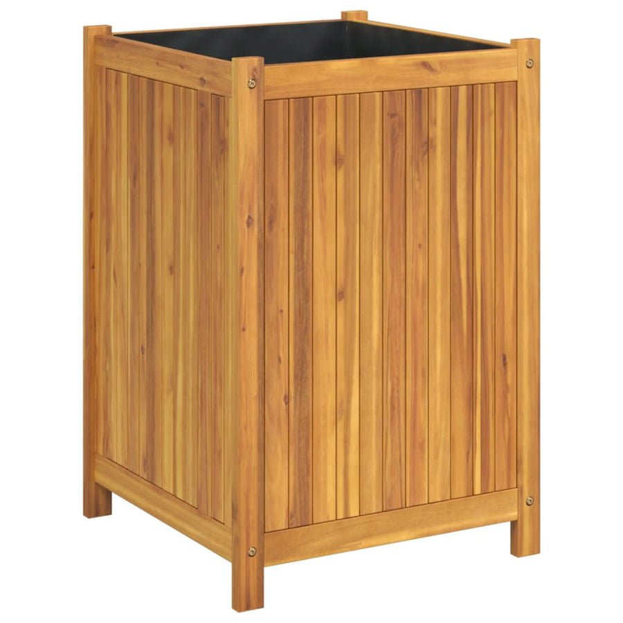 Plantenbak Met Voering Massief Acaciahout 50 x 50 x 75 cm