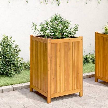 Plantenbak Met Voering Massief Acaciahout 50 x 50 x 75 cm