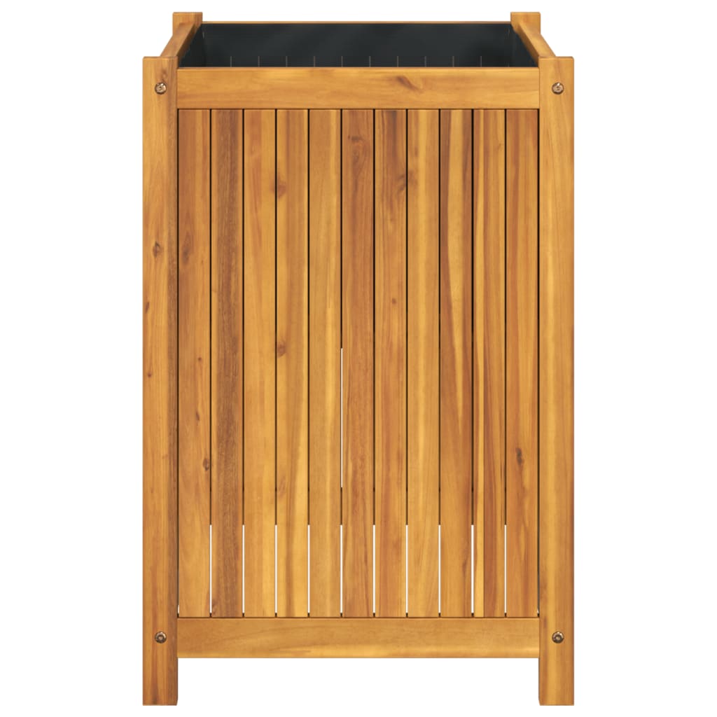 Plantenbak Met Voering Massief Acaciahout 50 x 50 x 75 cm