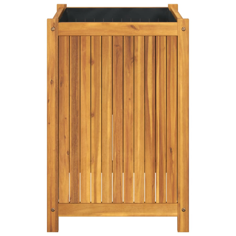 Plantenbak Met Voering Massief Acaciahout 50 x 50 x 75 cm