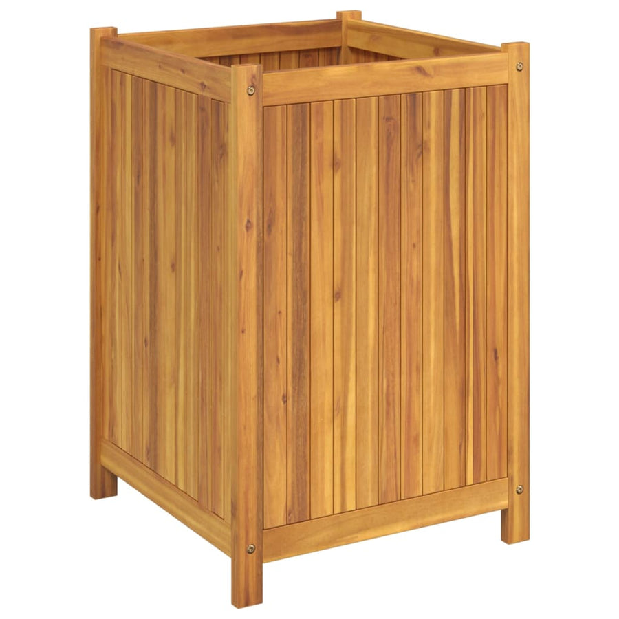 Plantenbak Met Voering Massief Acaciahout 50 x 50 x 75 cm