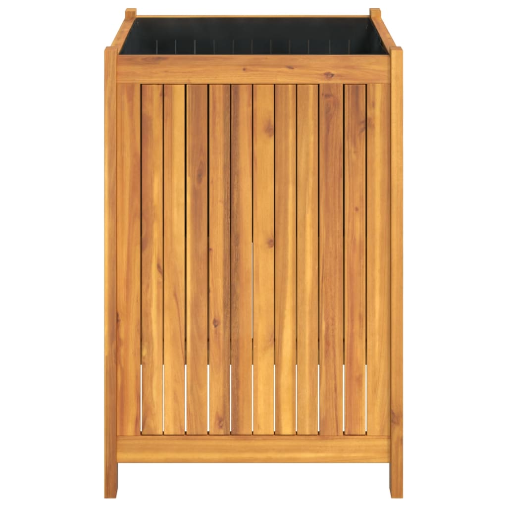 Plantenbak Met Voering Massief Acaciahout 50 x 50 x 75 cm