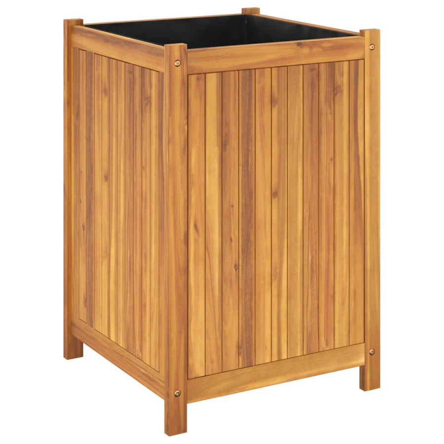 Plantenbak Met Voering Massief Acaciahout 50 x 50 x 75 cm