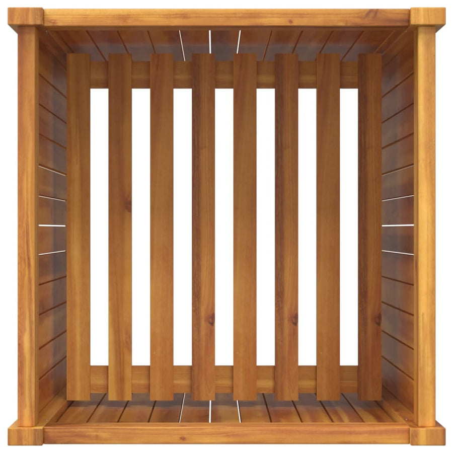 Plantenbak Met Voering Massief Acaciahout 50 x 50 x 75 cm