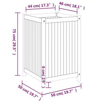 Plantenbak Met Voering Massief Acaciahout 50 x 50 x 75 cm