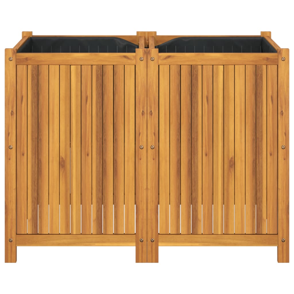 Plantenbak met voering 100x50x75 cm massief acaciahout
