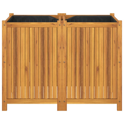 Plantenbak met voering 100x50x75 cm massief acaciahout