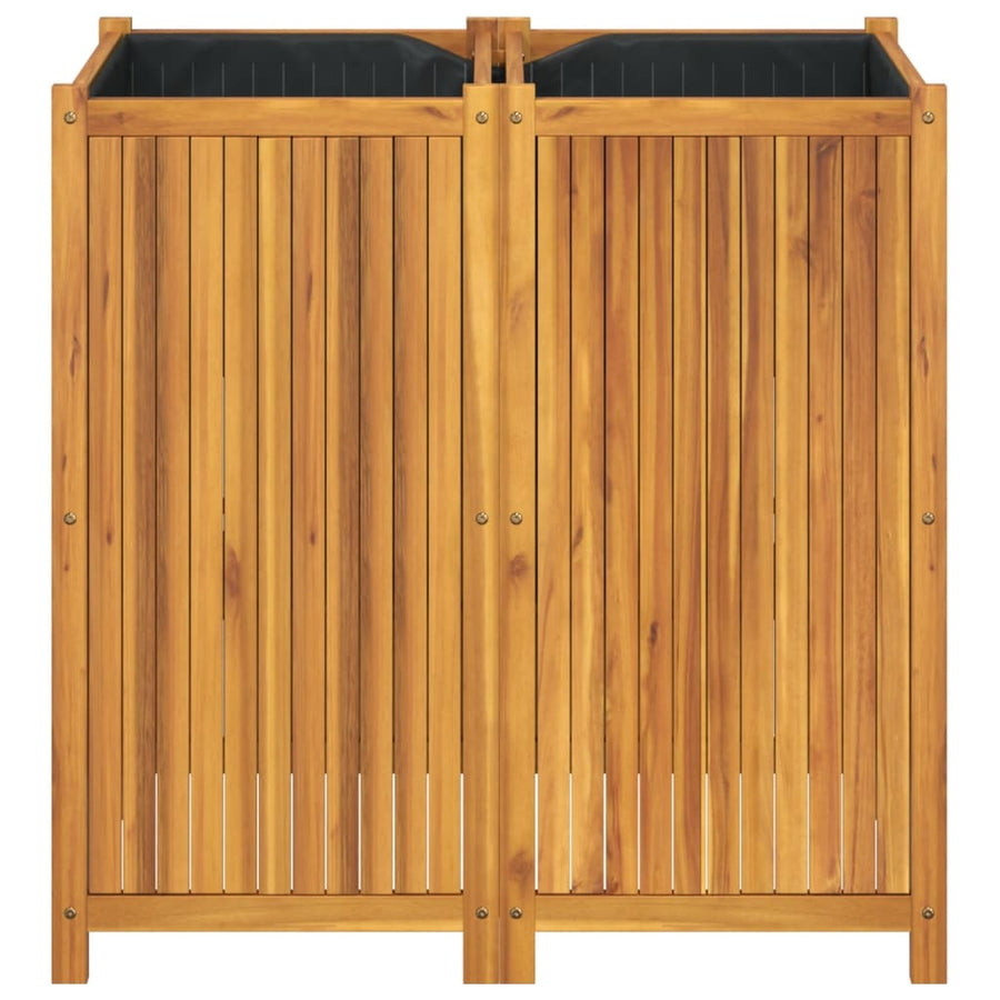 Plantenbak met voering 100x50x100 cm massief acaciahout