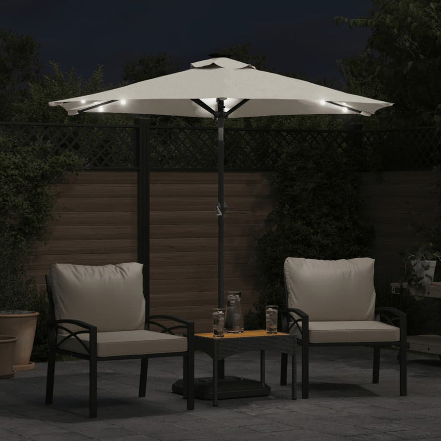 Parasol Met Led's En Stalen Paal 225X225X212 Cm Wit