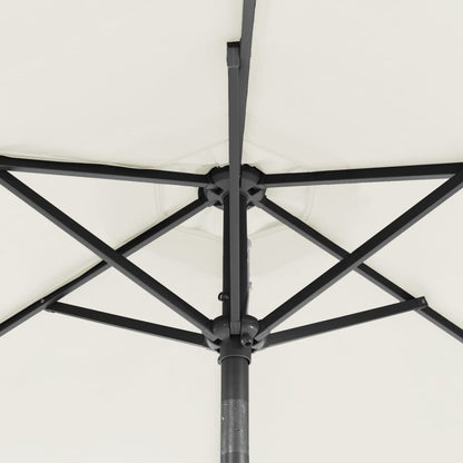 Parasol Met Led's En Stalen Paal 225X225X212 Cm Wit