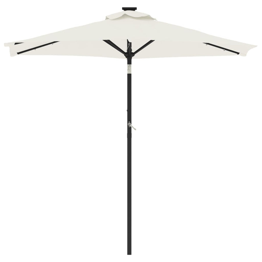Parasol Met Led's En Stalen Paal 225X225X212 Cm Wit