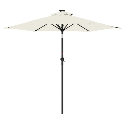 Parasol Met Led's En Stalen Paal 225X225X212 Cm Wit