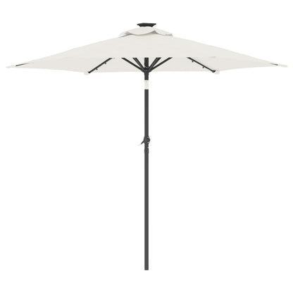 Parasol Met Led's En Stalen Paal 225X225X212 Cm Wit