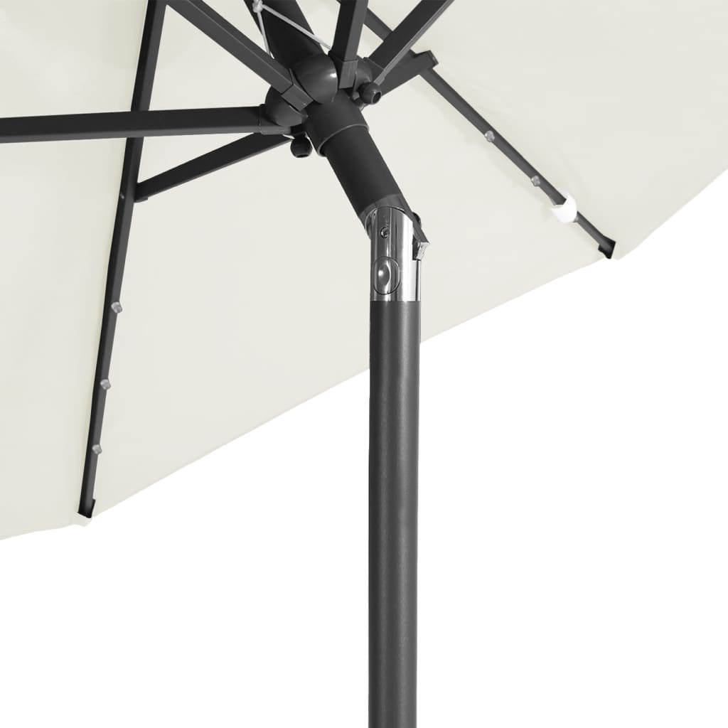 Parasol Met Led's En Stalen Paal 225X225X212 Cm Wit