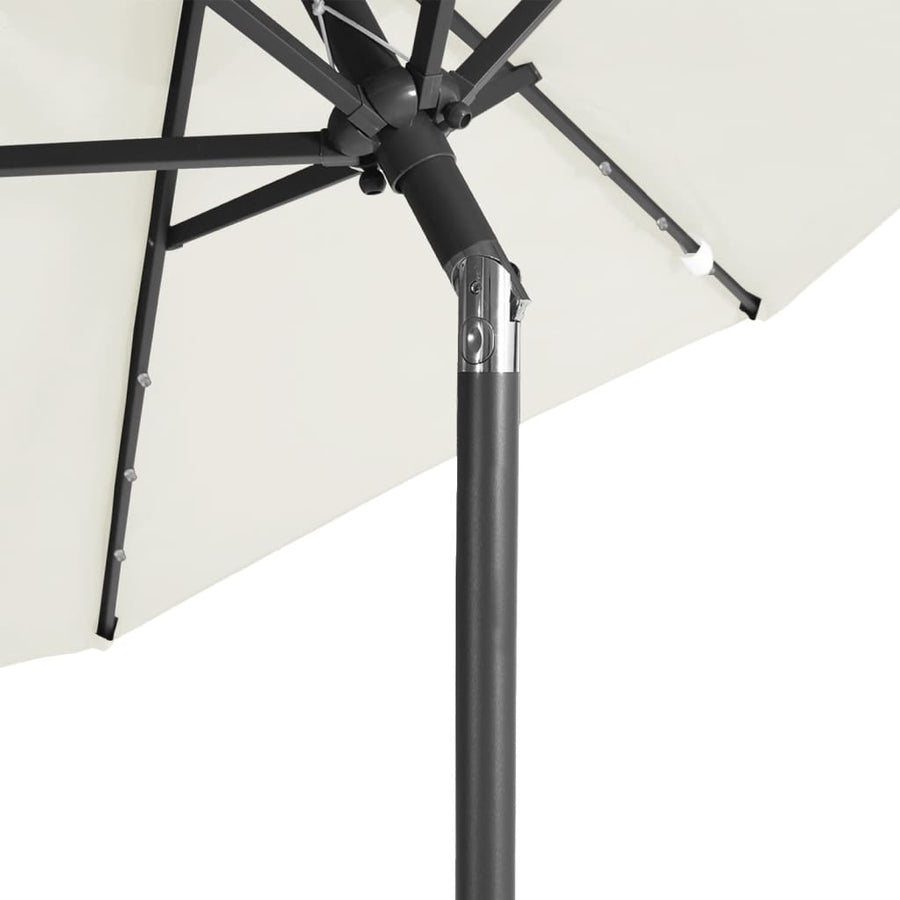 Parasol Met Led's En Stalen Paal 225X225X212 Cm Wit