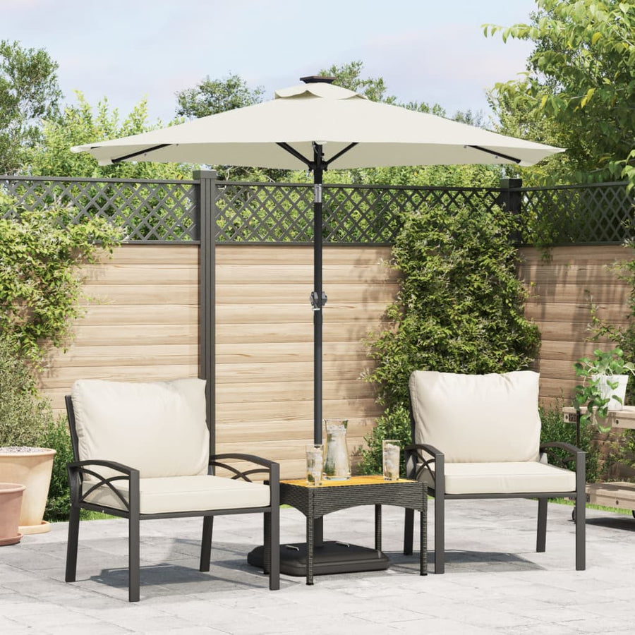 Parasol Met Led's En Stalen Paal 225X225X212 Cm Wit