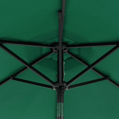 Parasol met LED's en stalen paal 225x225x212 cm groen