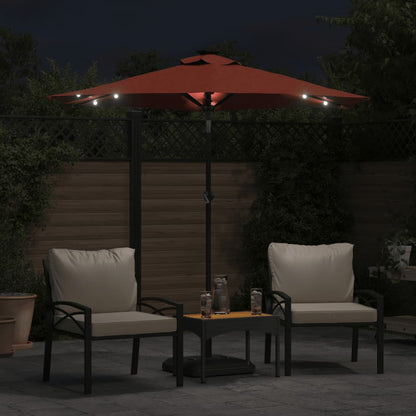 Parasol Met Led's En Stalen Paal 225X225X212 Cm Terracotta