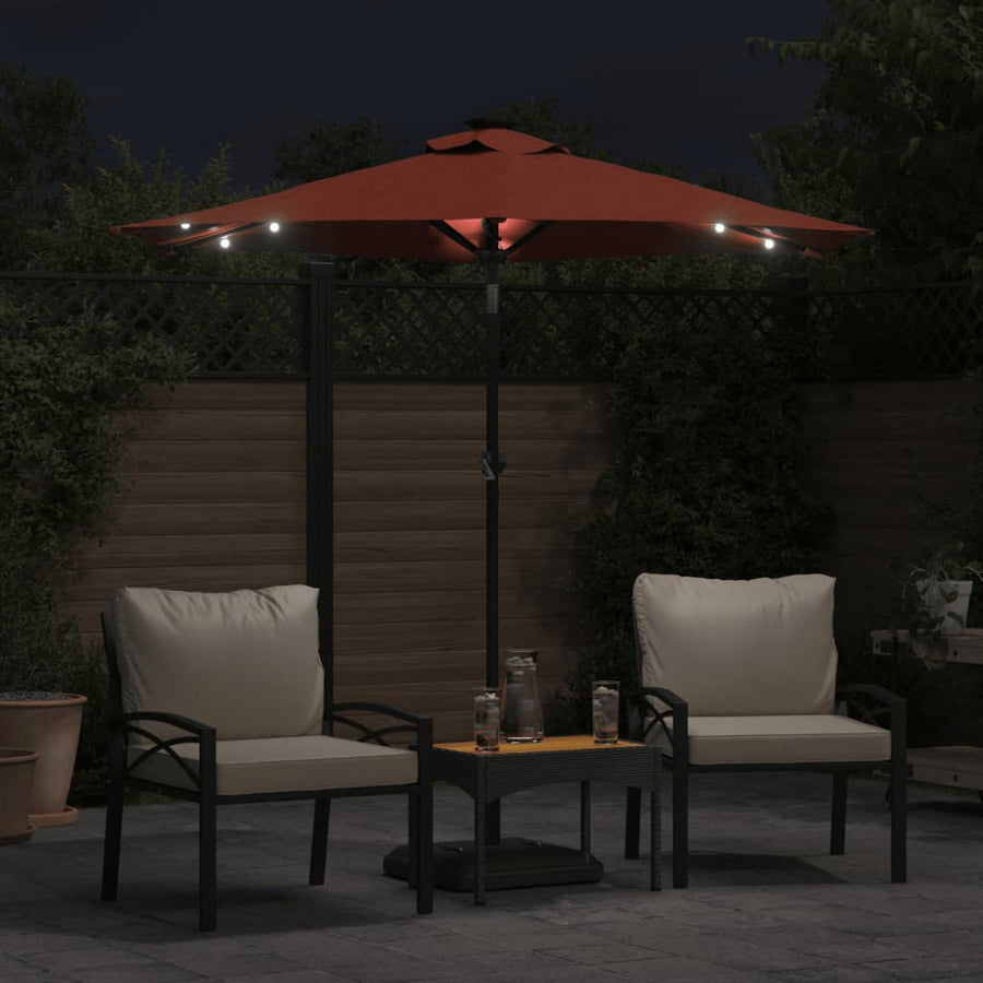 Parasol Met Led's En Stalen Paal 225X225X212 Cm Terracotta