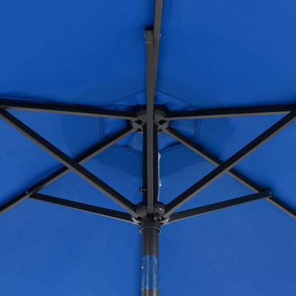 Parasol met LED's en stalen paal 225x225x212 cm azuurblauw