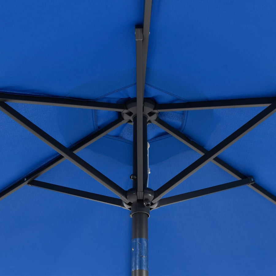 Parasol met LED's en stalen paal 225x225x212 cm azuurblauw