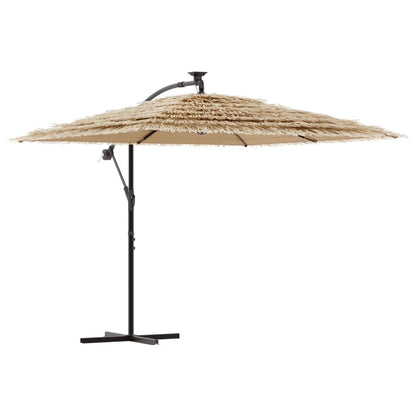 Parasol Met Led's En Stalen Paal Bruin 246 x 246 x 230 cm