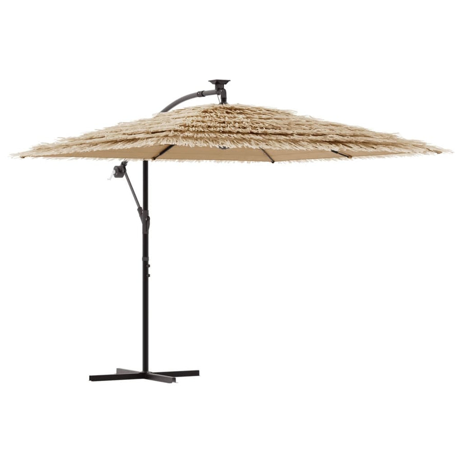 Parasol Met Led's En Stalen Paal Bruin 246 x 246 x 230 cm