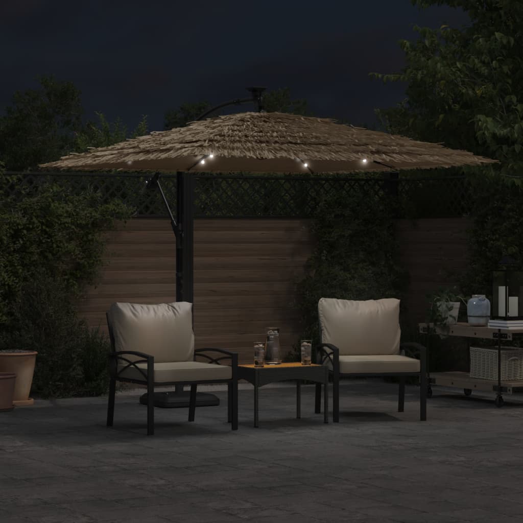 Parasol Met Led's En Stalen Paal Bruin 246 x 246 x 230 cm
