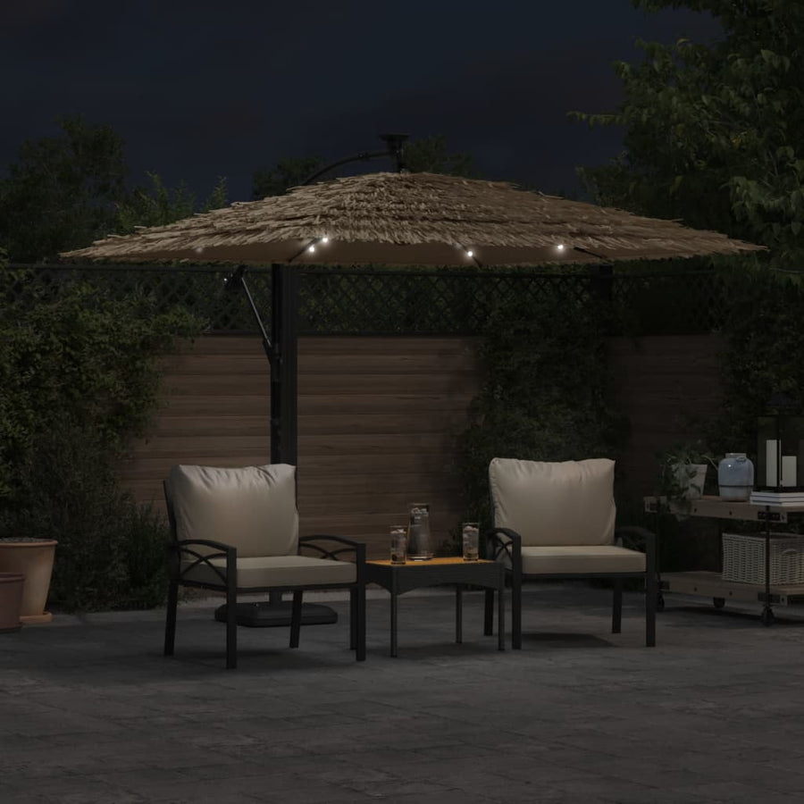 Parasol Met Led's En Stalen Paal Bruin 246 x 246 x 230 cm
