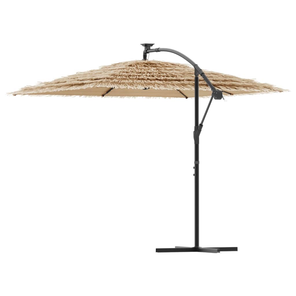 Parasol Met Led's En Stalen Paal Bruin 246 x 246 x 230 cm