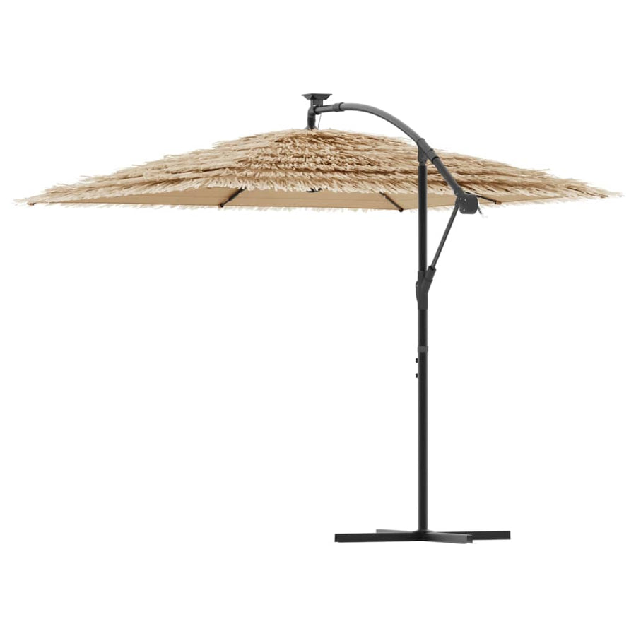 Parasol Met Led's En Stalen Paal Bruin 246 x 246 x 230 cm
