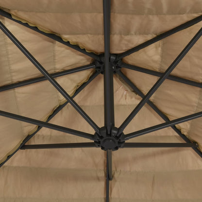 Parasol Met Led's En Stalen Paal Bruin 246 x 246 x 230 cm