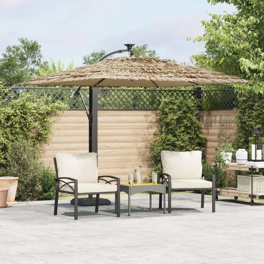 Parasol Met Led's En Stalen Paal Bruin 246 x 246 x 230 cm