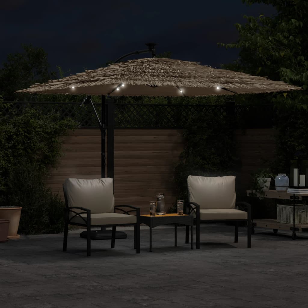 Parasol Met Led's En Stalen Paal Bruin 269 x 269 x 235 cm