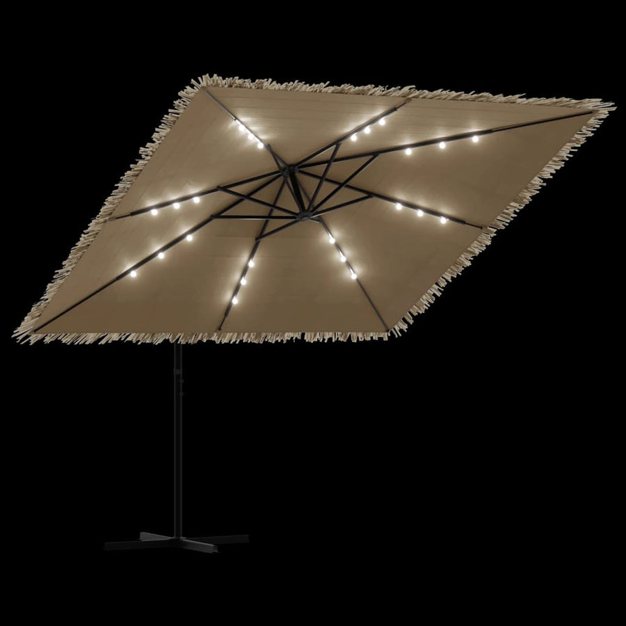 Parasol Met Led's En Stalen Paal Bruin 269 x 269 x 235 cm