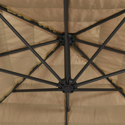 Parasol Met Led's En Stalen Paal Bruin 269 x 269 x 235 cm