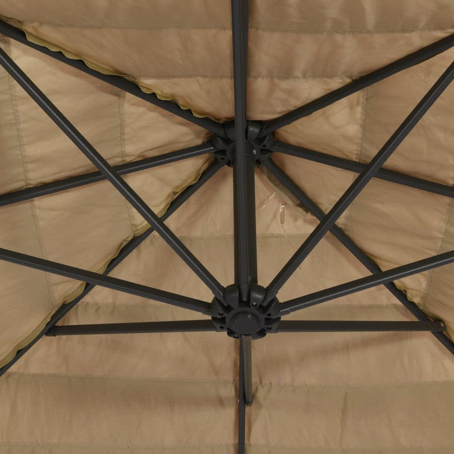 Parasol Met Led's En Stalen Paal Bruin 269 x 269 x 235 cm