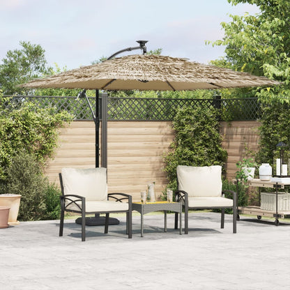 Parasol Met Led's En Stalen Paal Bruin 269 x 269 x 235 cm