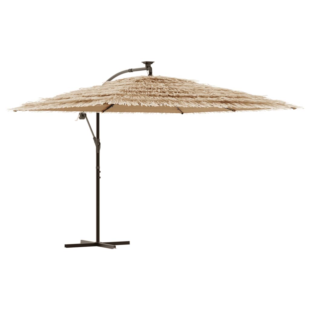 Parasol Met Led's En Stalen Paal Bruin