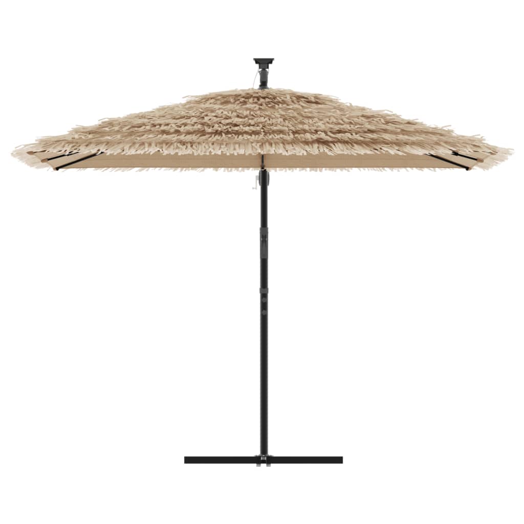 Parasol Met Led's En Stalen Paal Bruin