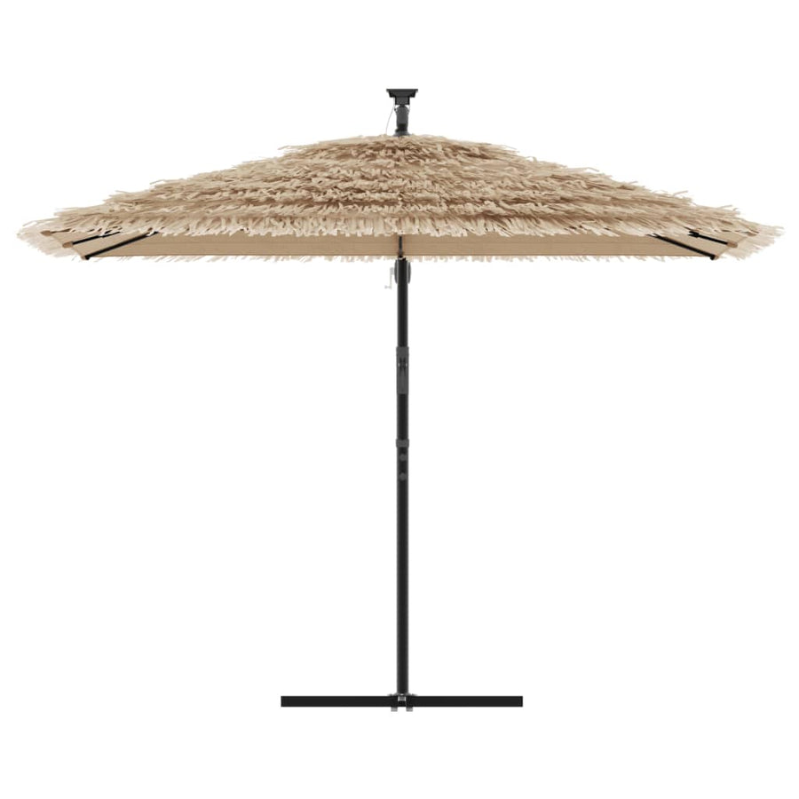 Parasol Met Led's En Stalen Paal Bruin