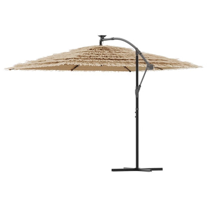 Parasol Met Led's En Stalen Paal Bruin