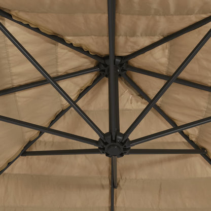 Parasol Met Led's En Stalen Paal Bruin