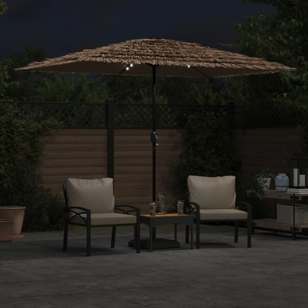 Parasol Met Led's En Stalen Paal Bruin 300 x 200 x 250 cm