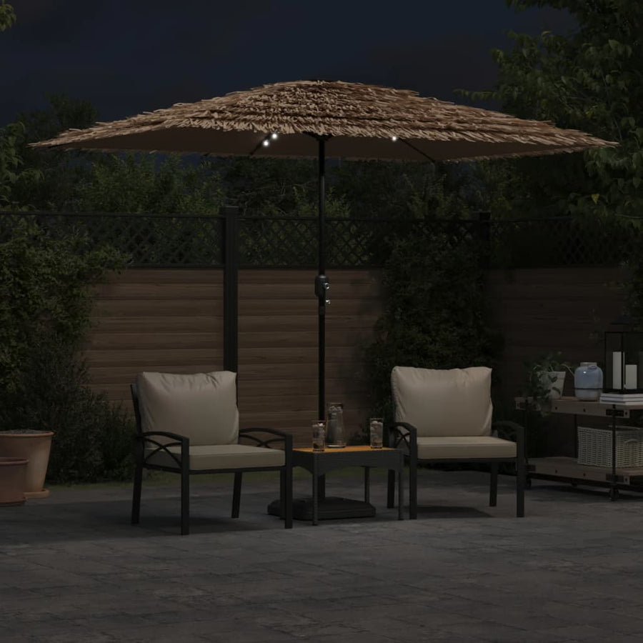 Parasol Met Led's En Stalen Paal Bruin 300 x 200 x 250 cm
