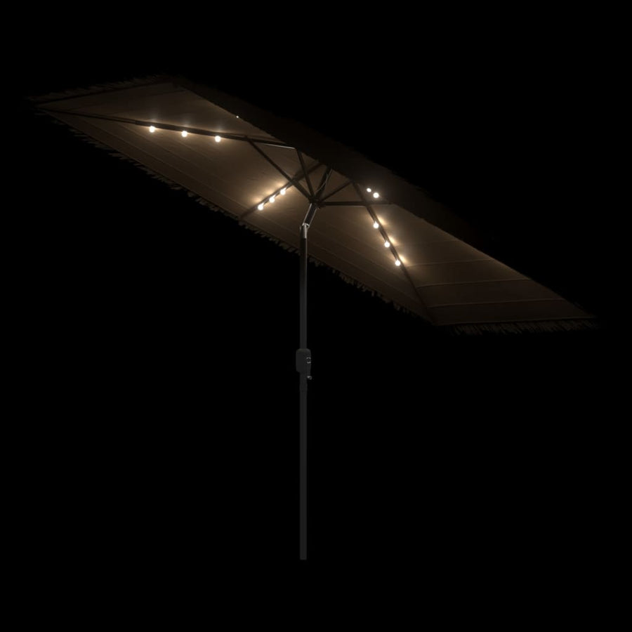 Parasol Met Led's En Stalen Paal Bruin 300 x 200 x 250 cm