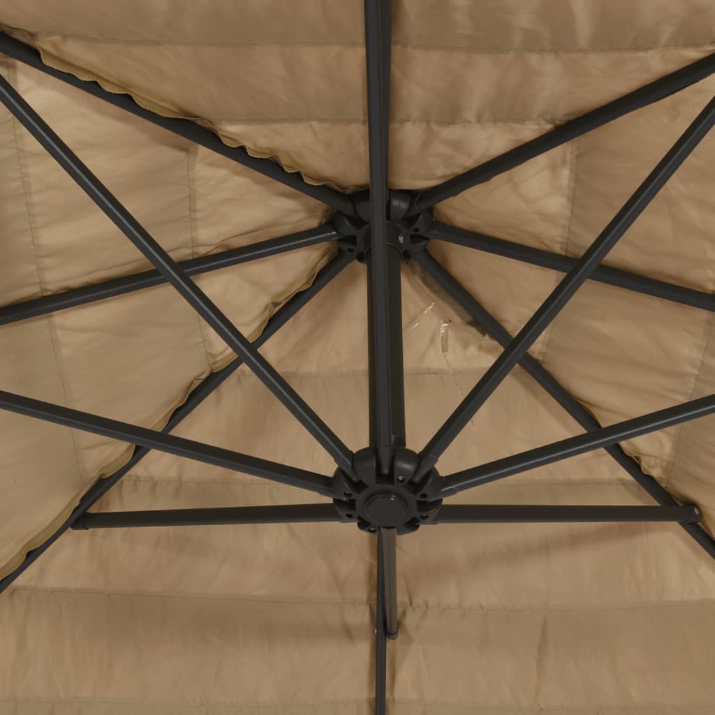 Parasol Met Led's En Stalen Paal Bruin 300 x 200 x 250 cm