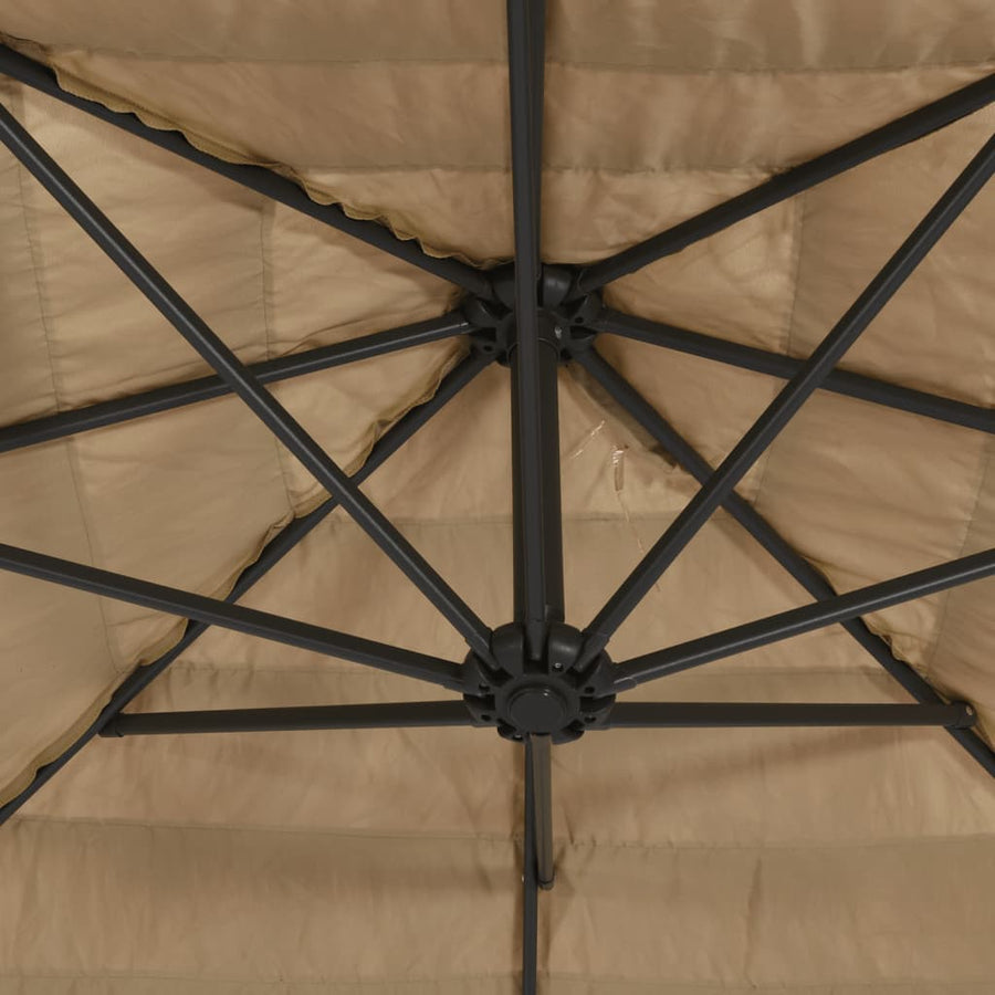 Parasol Met Led's En Stalen Paal Bruin 300 x 200 x 250 cm