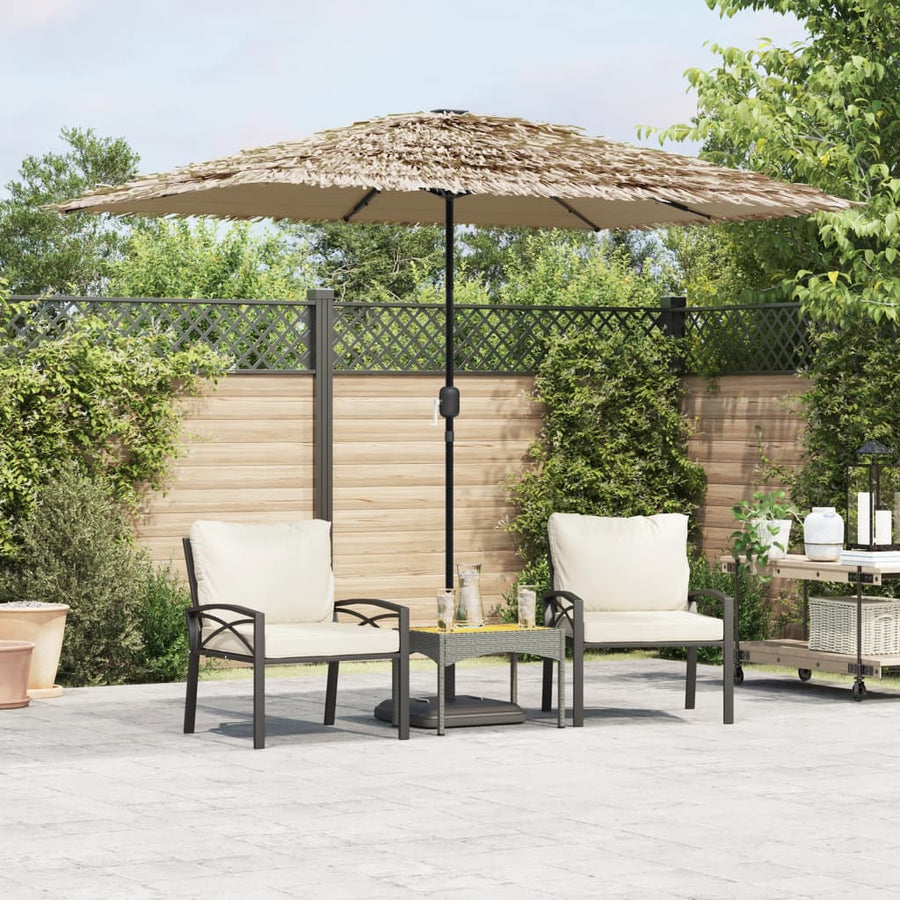 Parasol Met Led's En Stalen Paal Bruin 300 x 200 x 250 cm