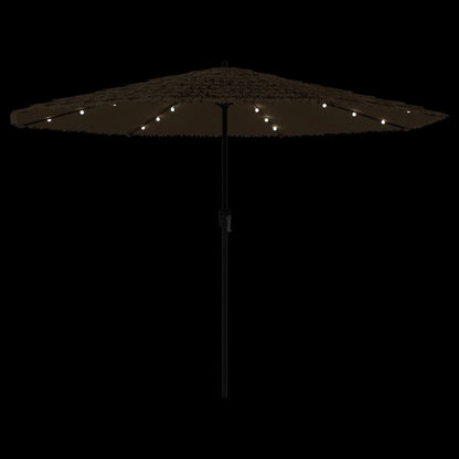 Parasol met LED's en stalen paal 324x324x247 cm bruin